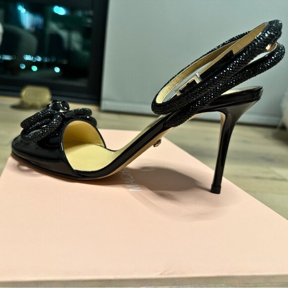MACH & MACH Crystal Rhinestone Heels Black Size 38 Run Small US 7 Patent Leather - Picture 9 of 10
